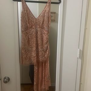 Tracy reese beaded sleeveless draped side beaded top.